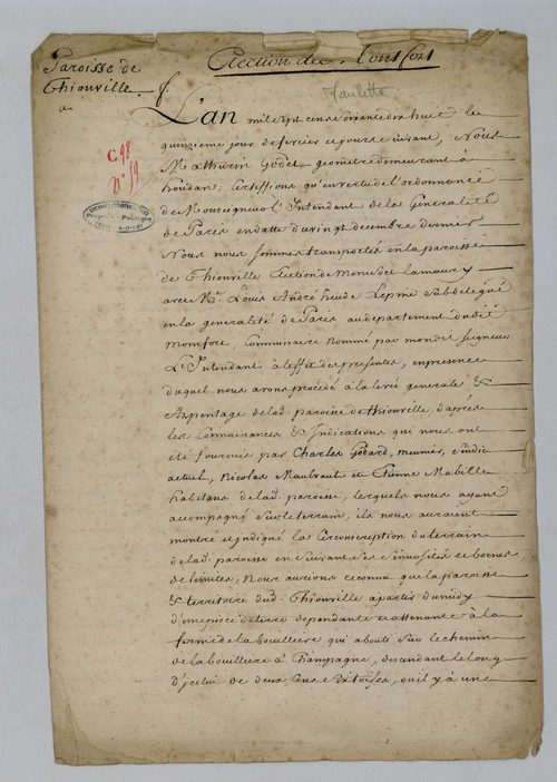 Maulette - Procès-verbal d'arpentage du territoire de la paroisse de Maulette