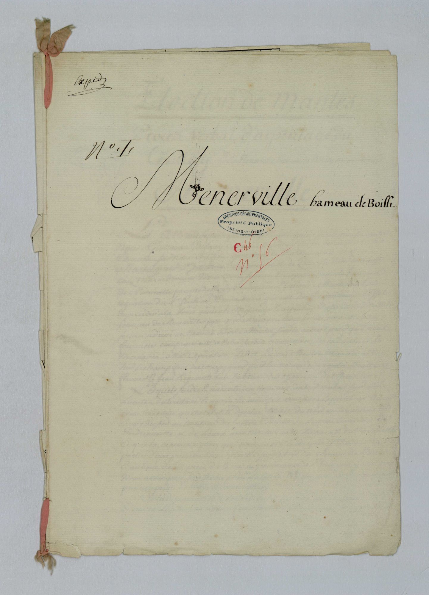 Ménerville - Procès-verbal d'arpentage du territoire de la paroisse de Ménerville