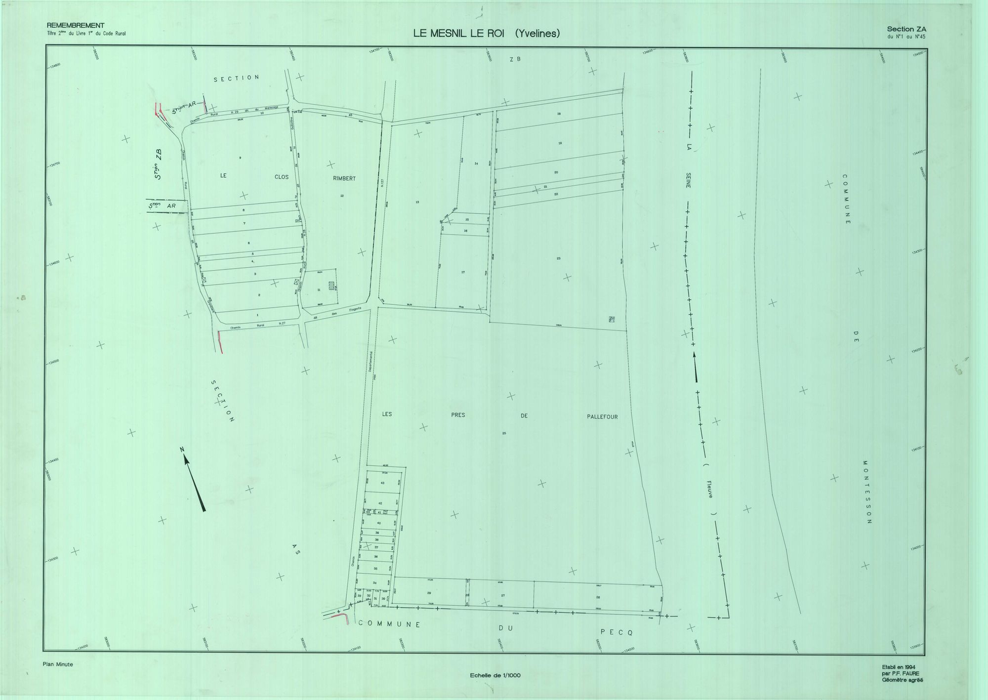 Le Mesnil-le-Roi - Plans du cadastre remembré