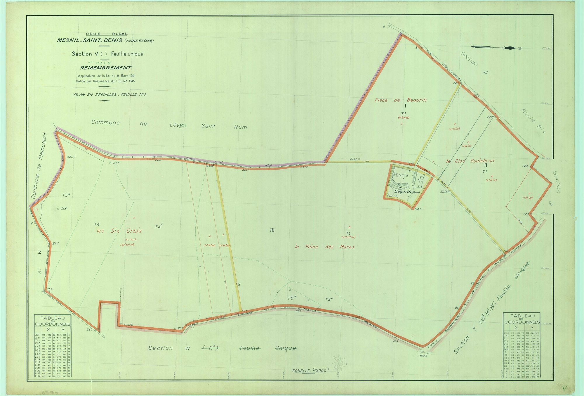 Le Mesnil-Saint-Denis - Plans du cadastre remembré