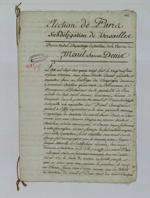 Le Mesnil-Saint-Denis - Procès-verbal d'arpentage du territoire de la paroisse du Mesnil-Saint-Denis