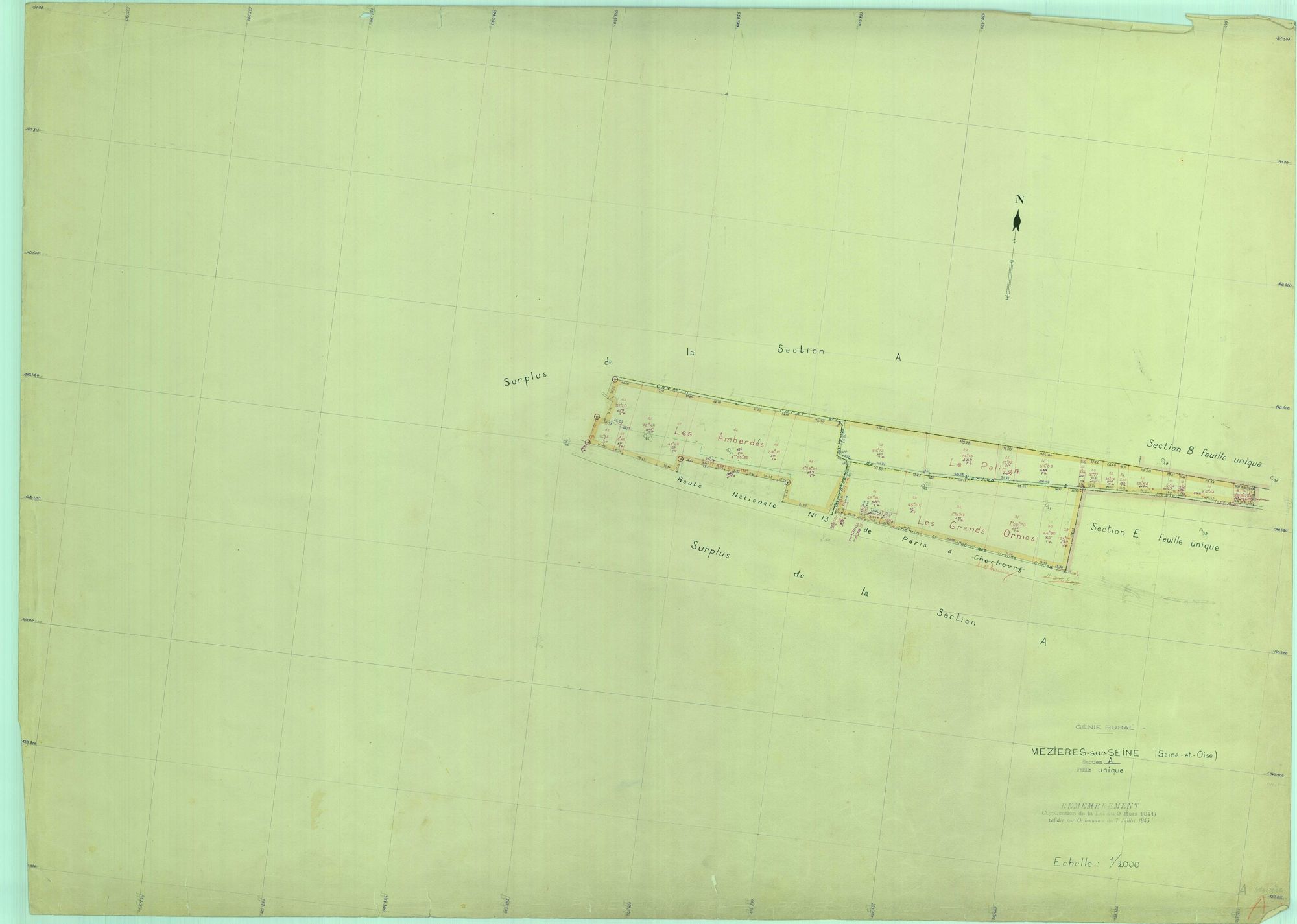 Mézières-sur-Seine - Plans du cadastre remembré