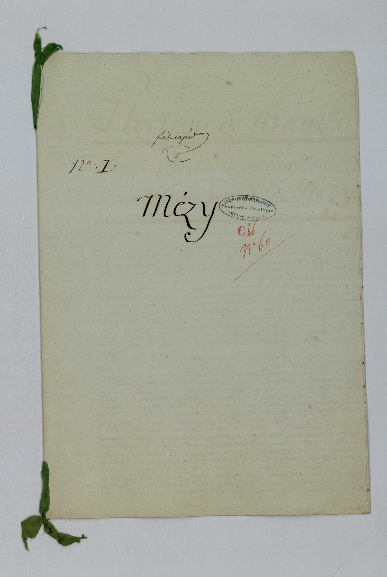 Mézy-sur-Seine - Procès-verbal d'arpentage du territoire de la paroisse de Mézy-sur-Seine