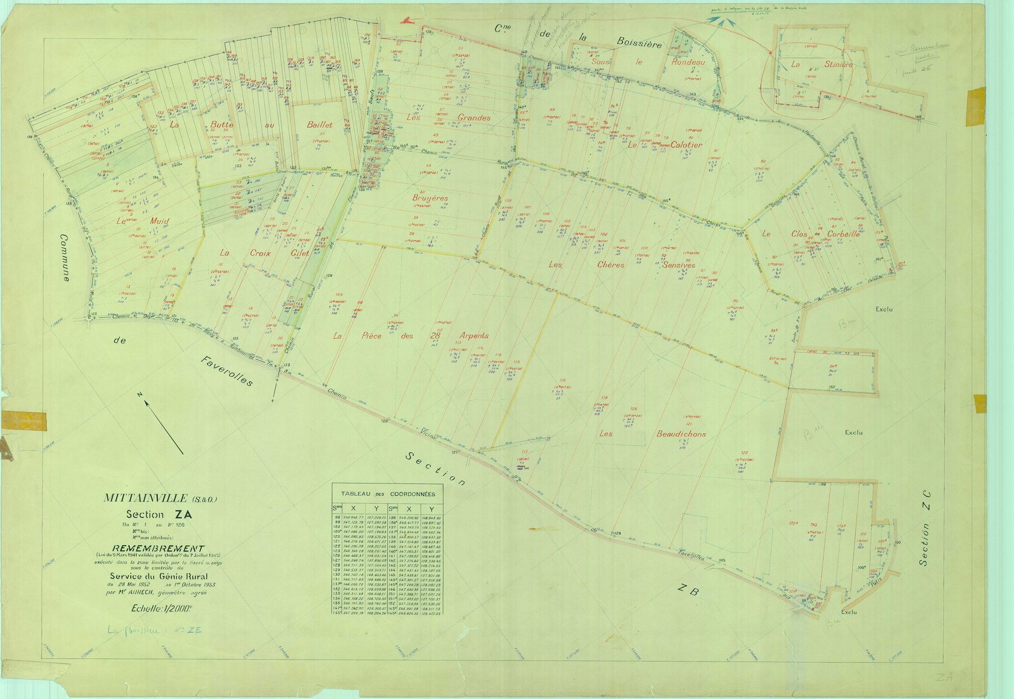 Mittainville - Plans du cadastre remembré