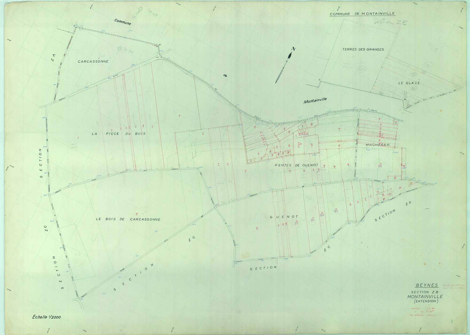 Montainville - Plans du cadastre remembré
