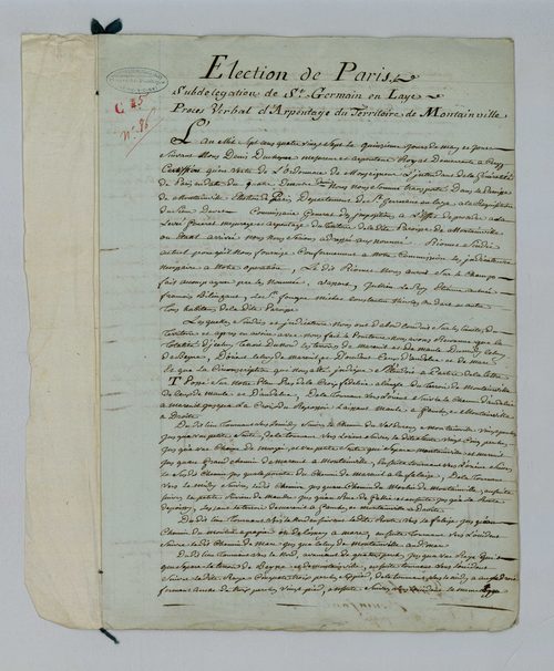 Montainville - Procès-verbal d'arpentage du territoire de la paroisse de Montainville