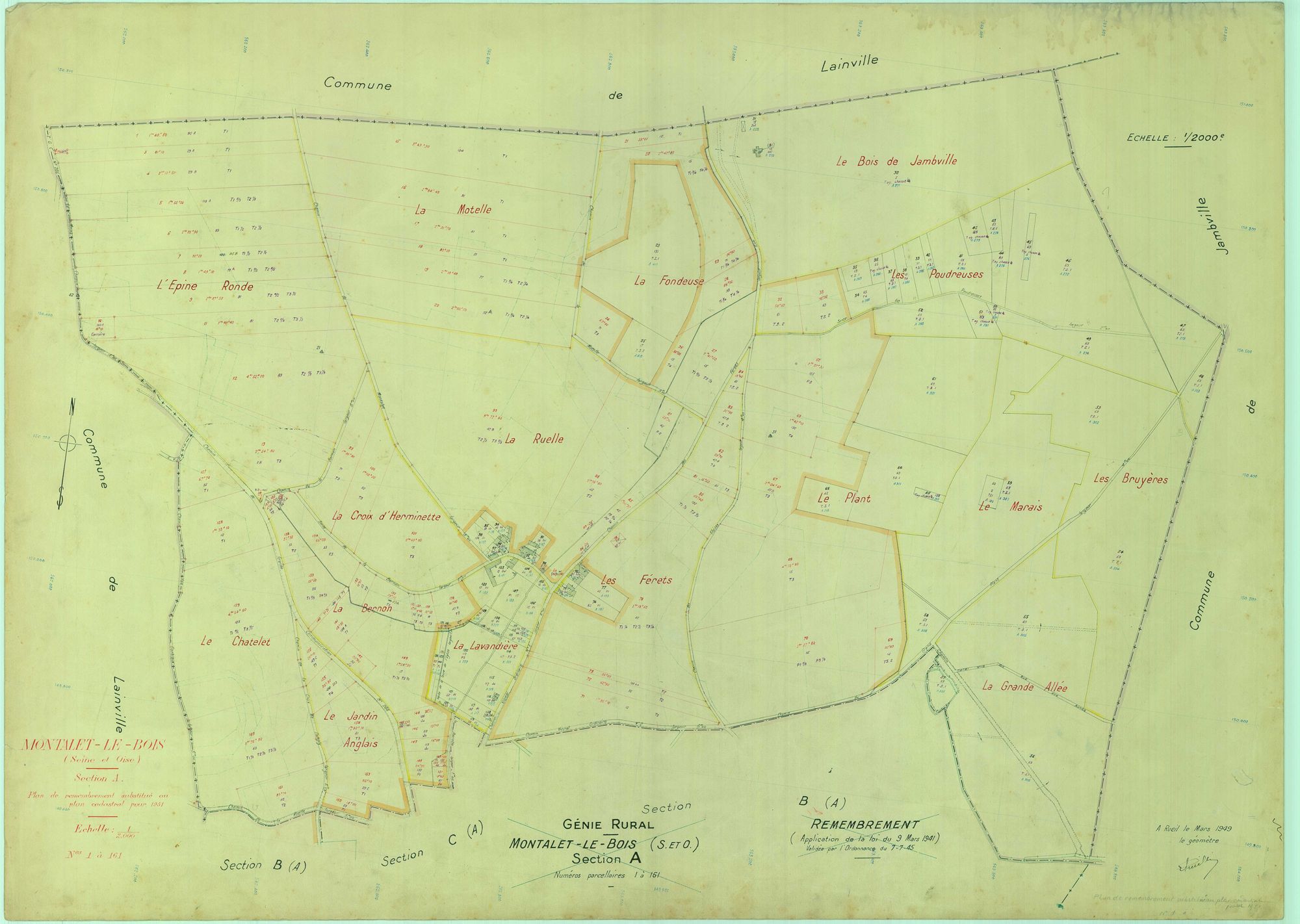 Montalet-le-Bois - Plans du cadastre remembré