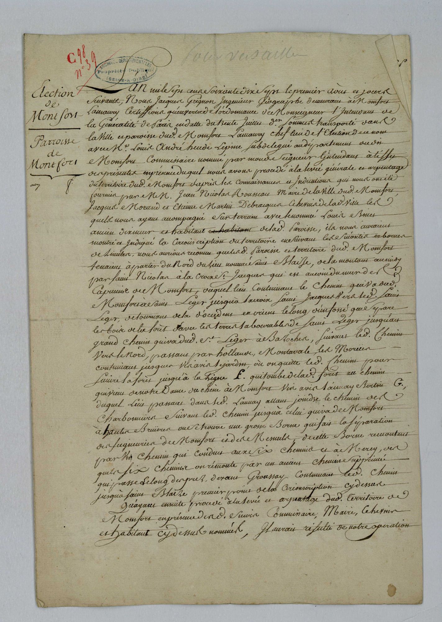 Montfort-l'Amaury - Procès-verbal d'arpentage du territoire de la paroisse de Montfort-l'Amaury