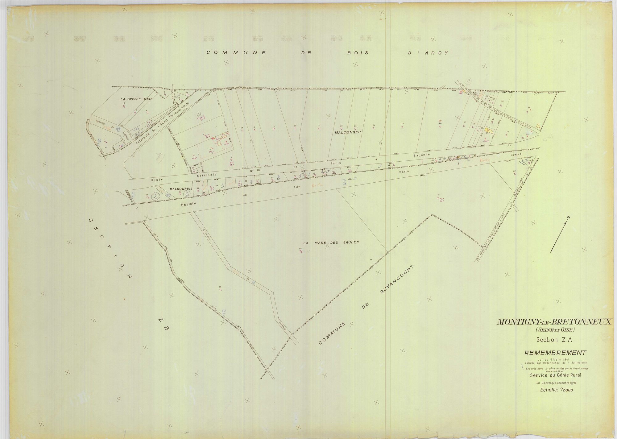 Montigny-le-Bretonneux - Plans du cadastre remembré