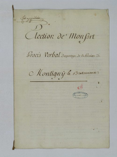 Montigny-le-Bretonneux - Procès-verbal d'arpentage du territoire de la paroisse de Montigny-le-Bretonneux