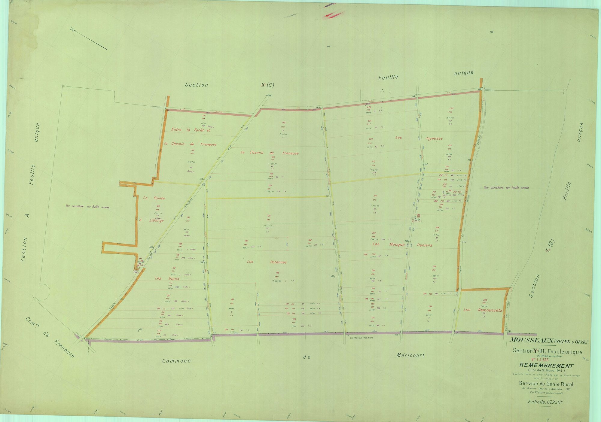 Mousseaux-sur-Seine - Plans du cadastre remembré