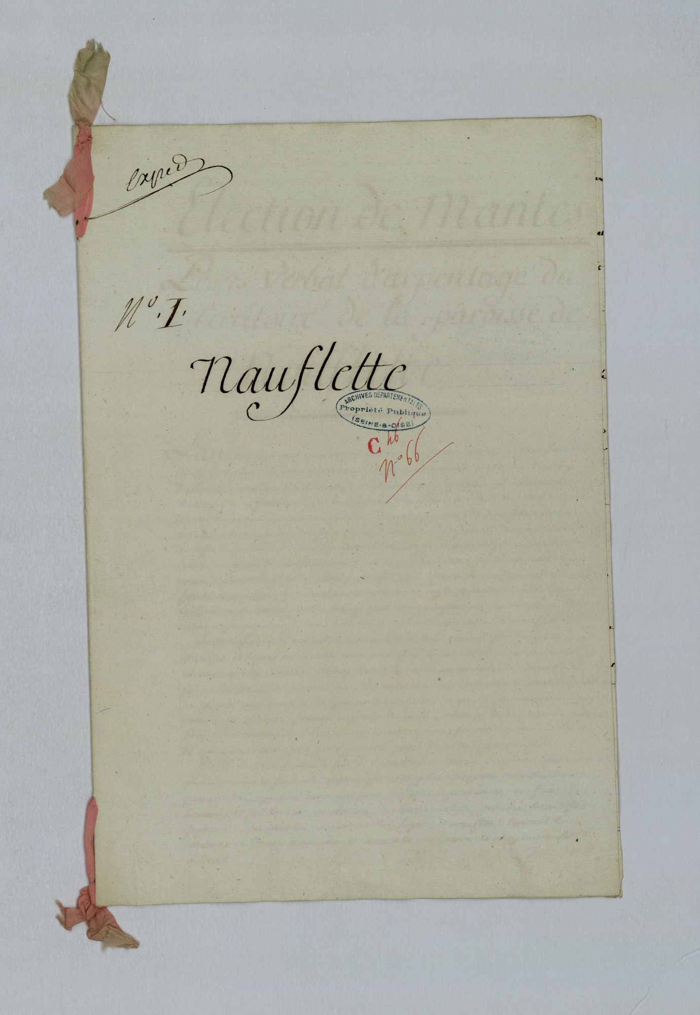 Neauphlette - Procès-verbal d'arpentage du territoire de la paroisse de Neauphlette