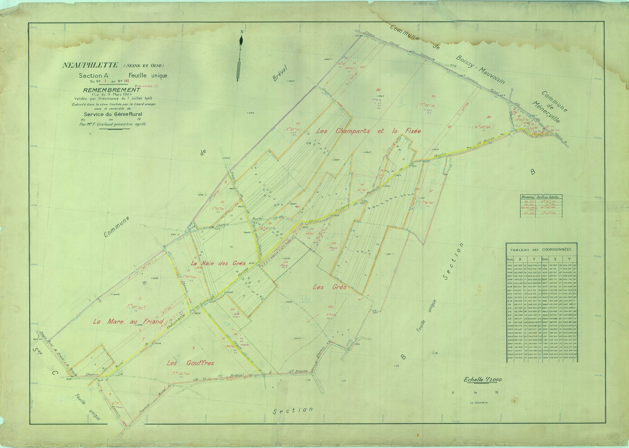 Neauphlette - Plans du cadastre remembré