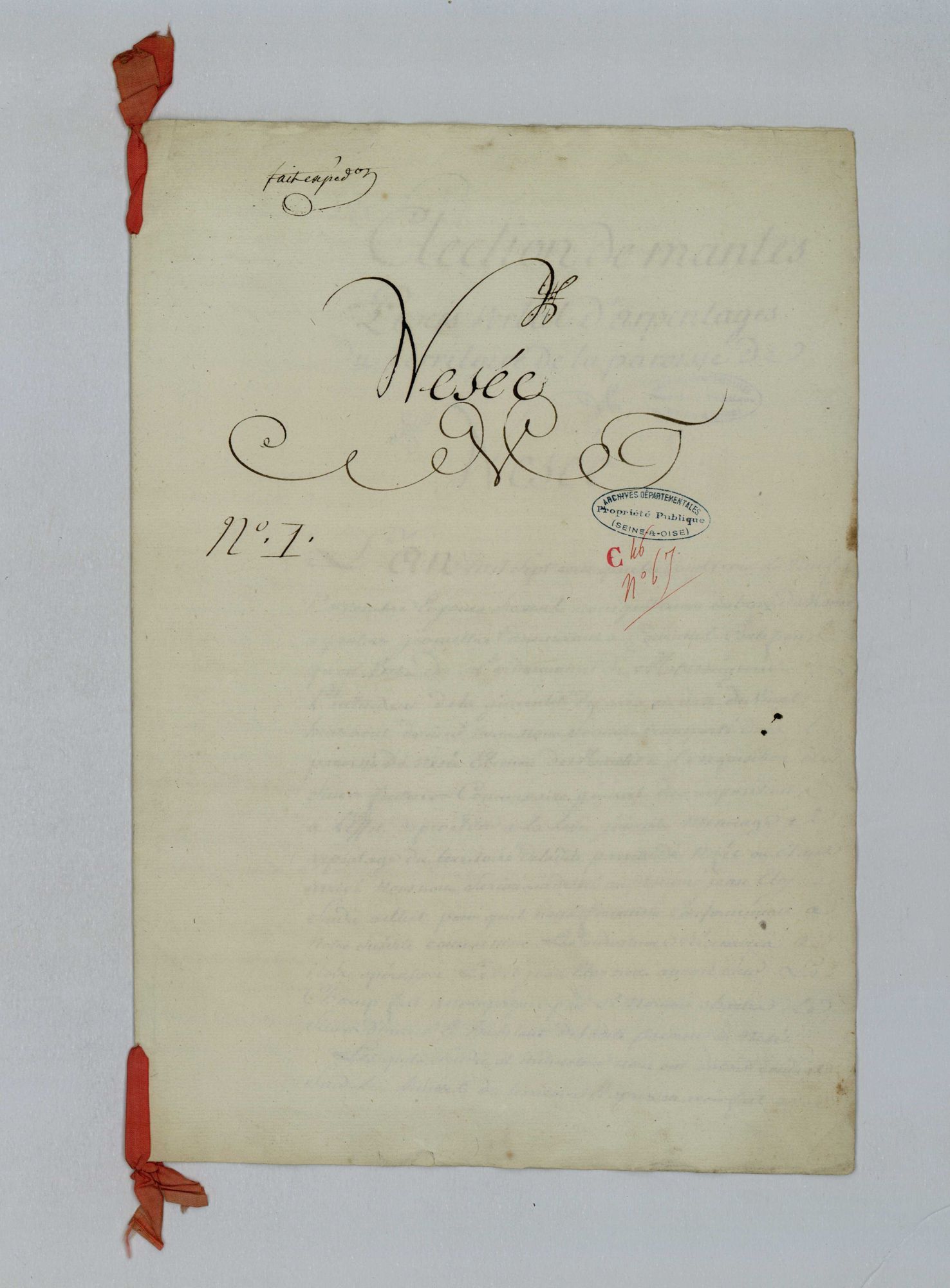 Nézel - Procès-verbal d'arpentage du territoire de la paroisse de Nézel