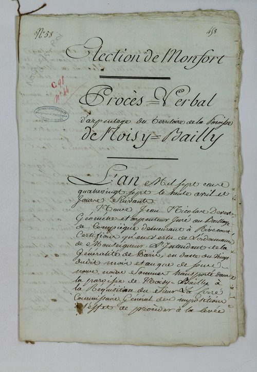 Noisy-le-Roi - Procès-verbal d'arpentage du territoire de la paroisse de Noisy-le-Roi