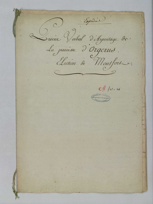 Orgerus - Procès-verbal d'arpentage du territoire de la paroisse d'Orgerus