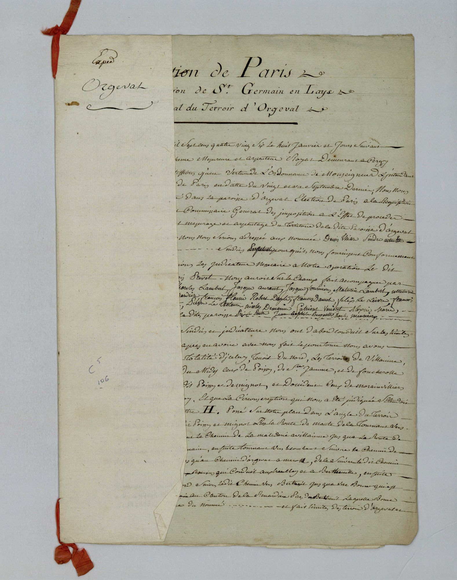 Orgeval - Procès-verbal d'arpentage du territoire de la paroisse d'Orgeval