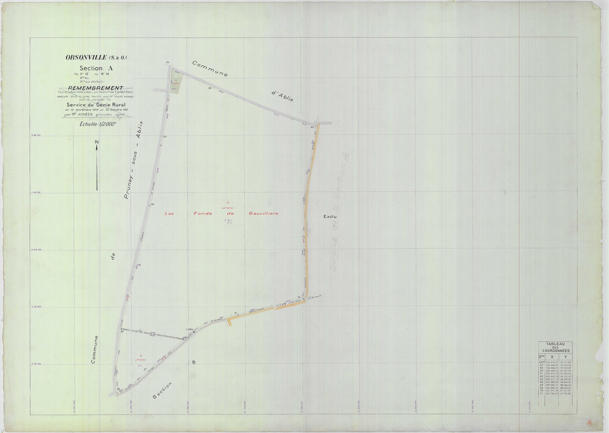 Orsonville - Plans du cadastre remembré
