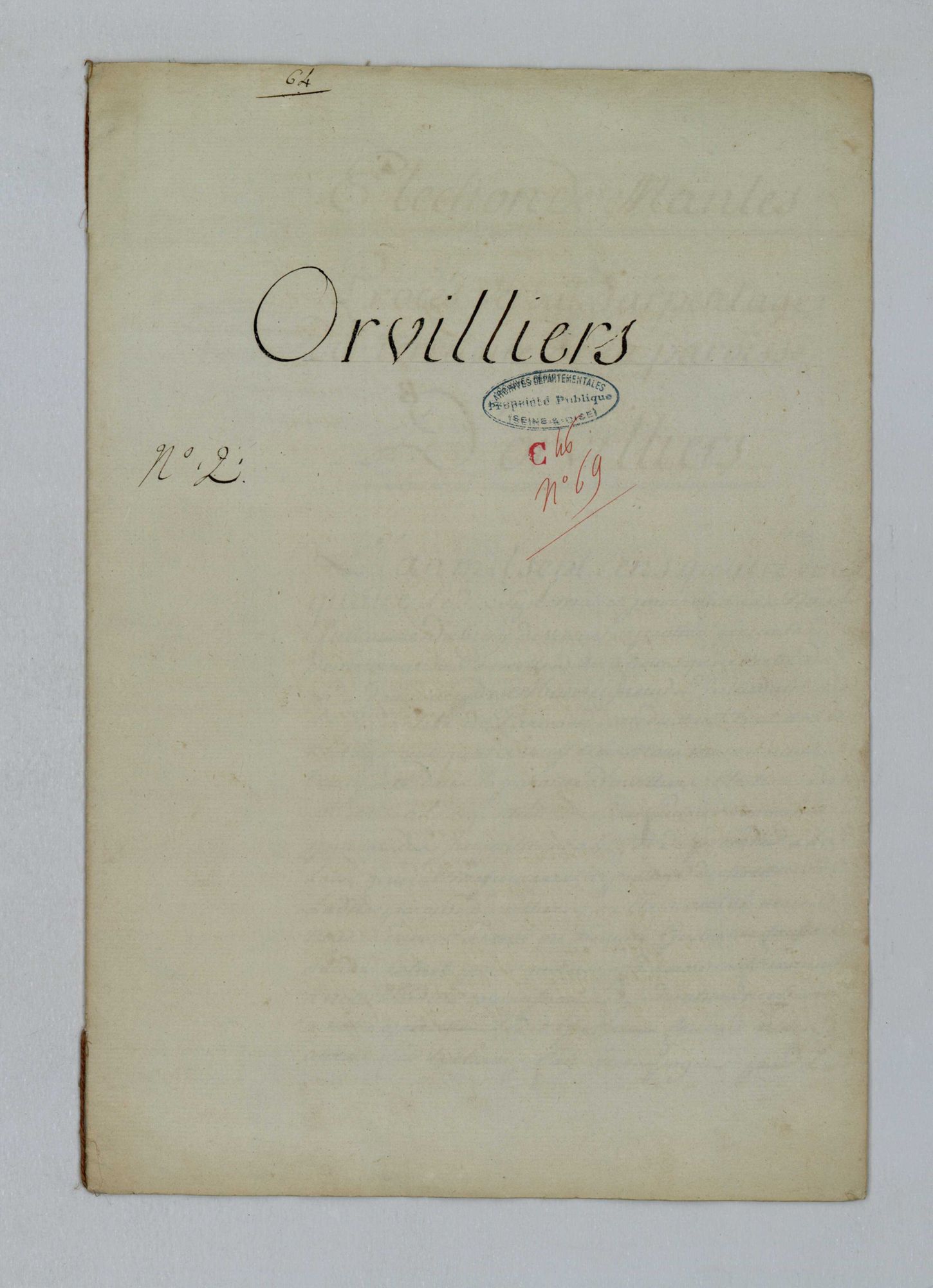 Orvilliers - Procès-verbal d'arpentage du territoire de la paroisse d'Orvilliers