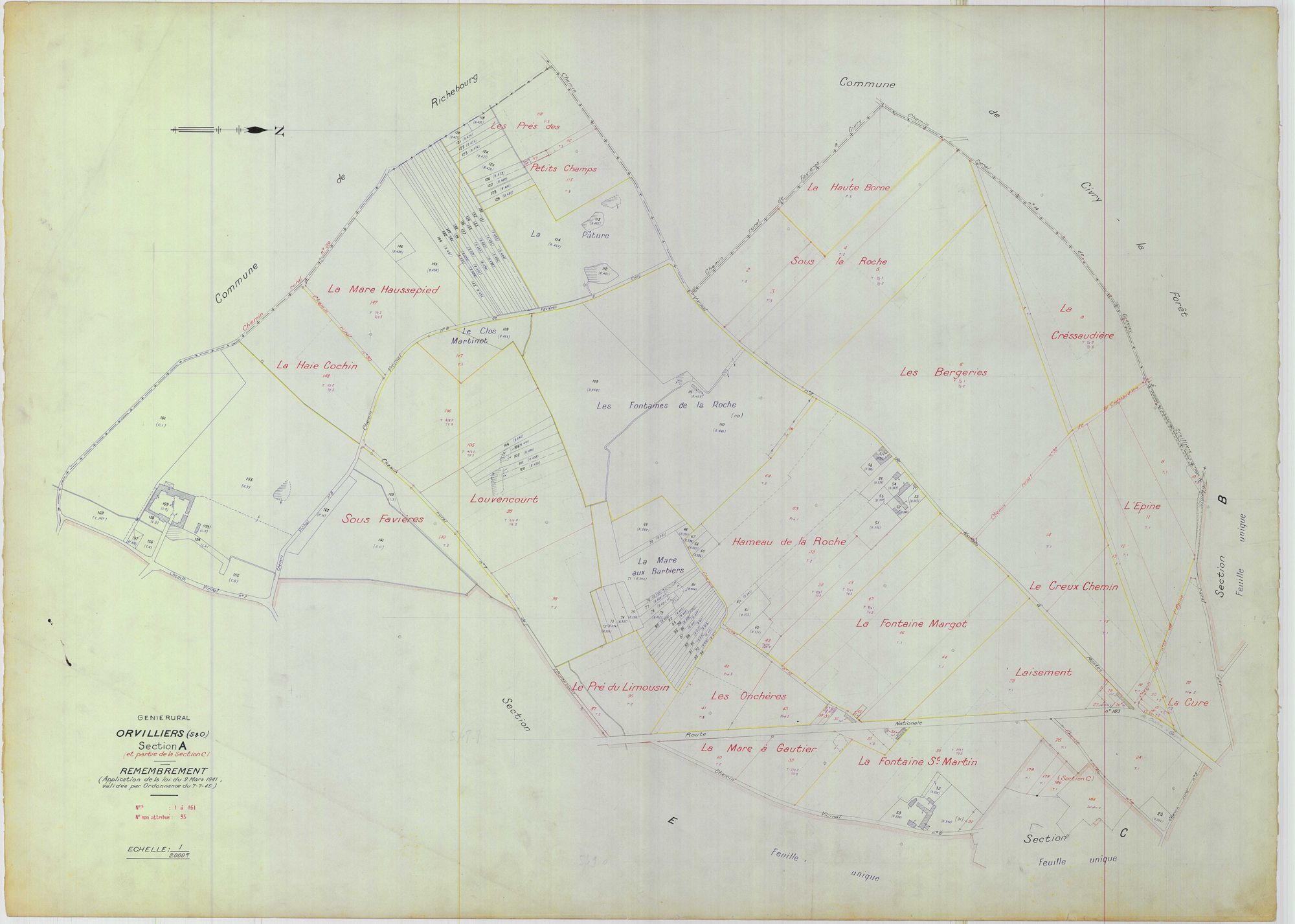 Orvilliers - Plans du cadastre remembré
