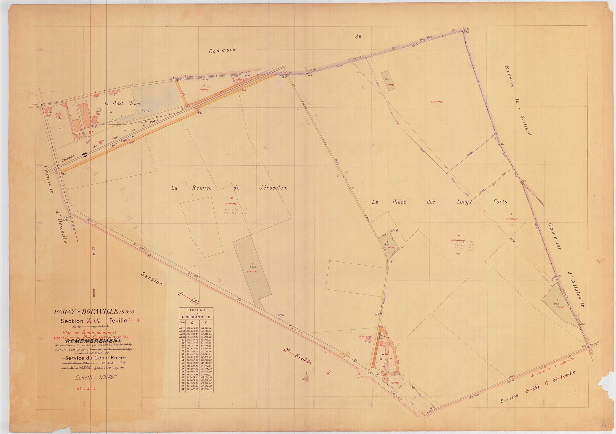 Paray-Douaville - Plans du cadastre remembré