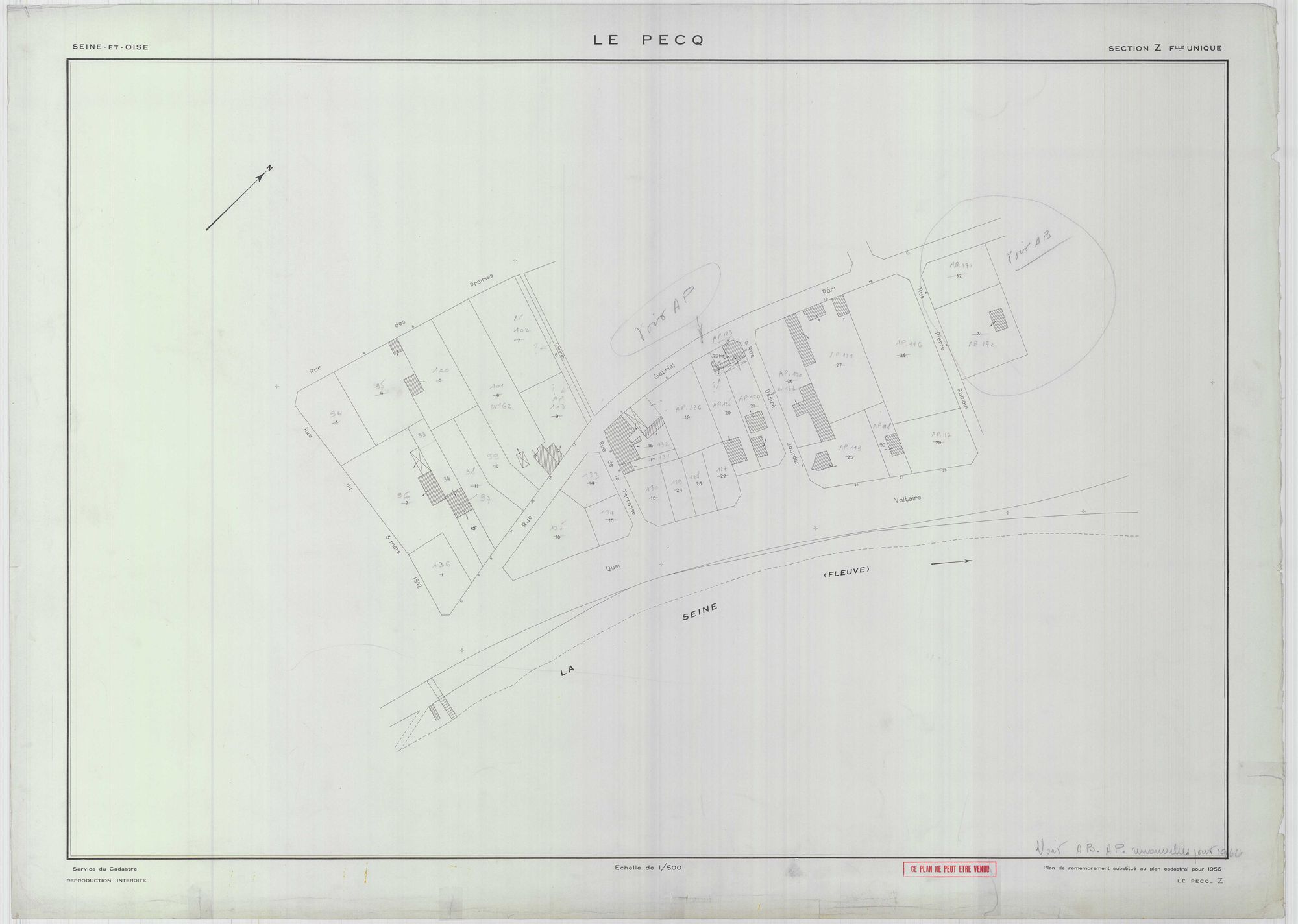 Le Pecq - Plans du cadastre remembré