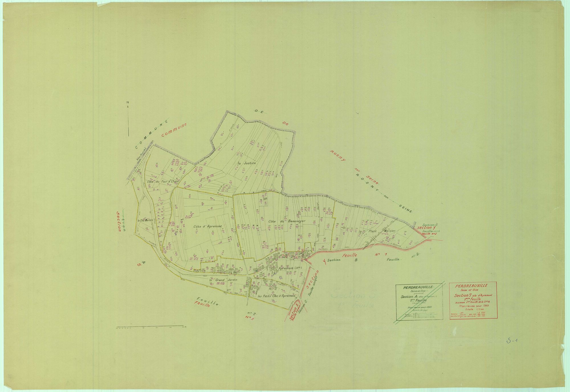Perdreauville - Plans du cadastre remembré