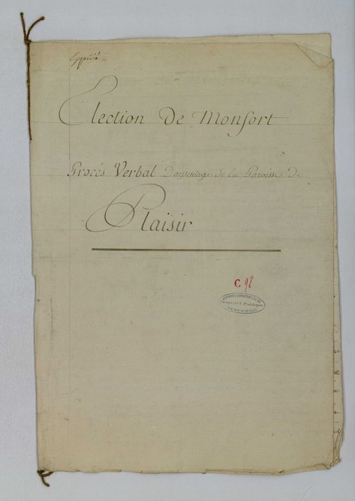 Plaisir - Procès-verbal d'arpentage du territoire de la paroisse de Plaisir