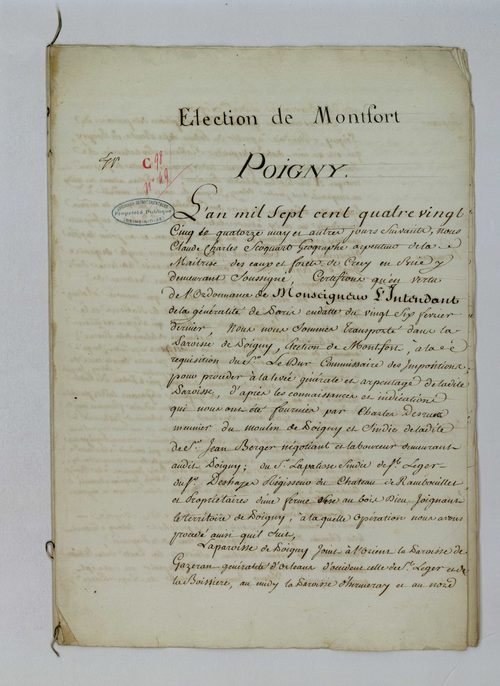 Poigny-la-Forêt - Procès-verbal d'arpentage du territoire de la paroisse de Poigny-la-Forêt
