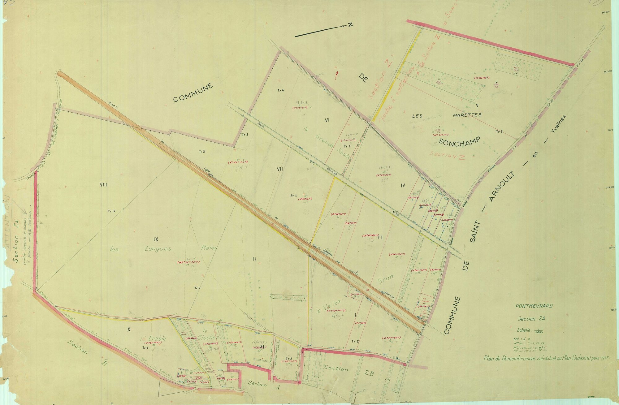 Ponthévrard - Plans du cadastre remembré