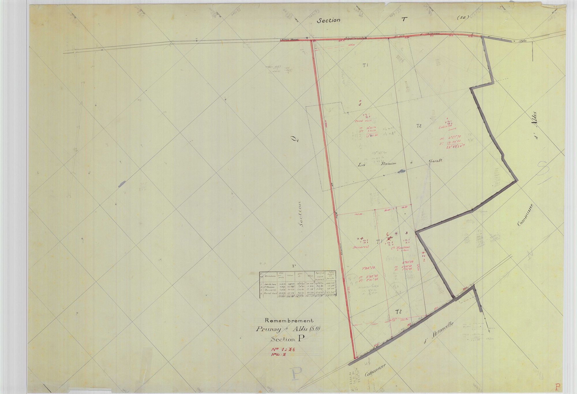 Prunay-en-Yvelines - Plans du cadastre remembré