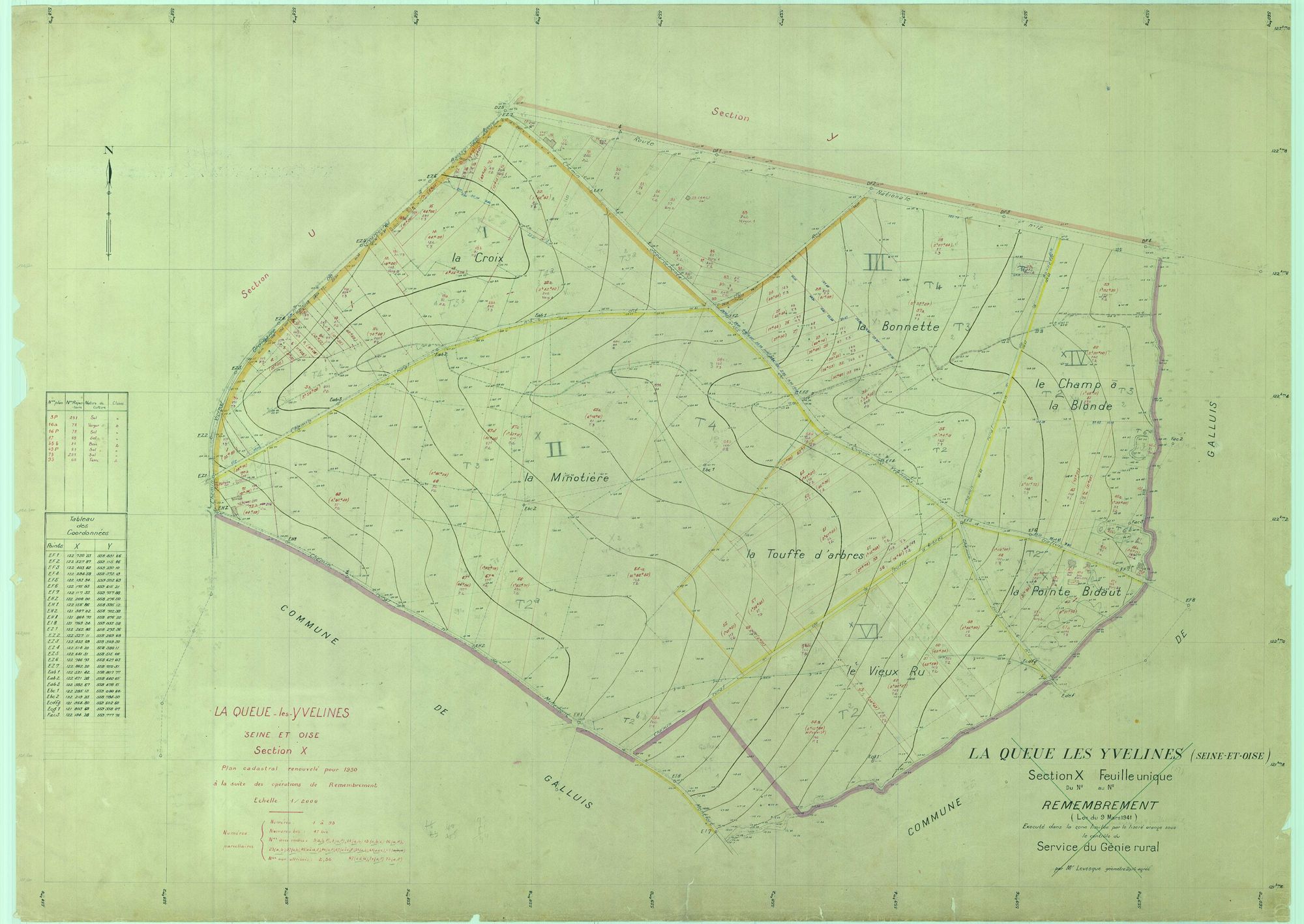 La Queue-les-Yvelines - Plans du cadastre remembré