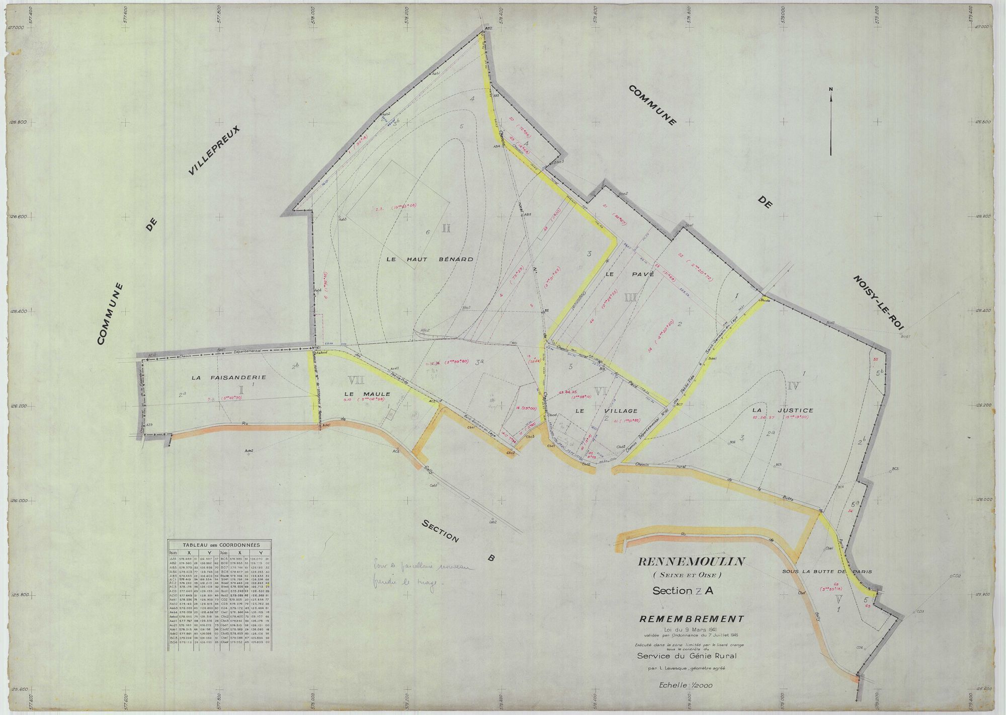 Rennemoulin - Plans du cadastre remembré
