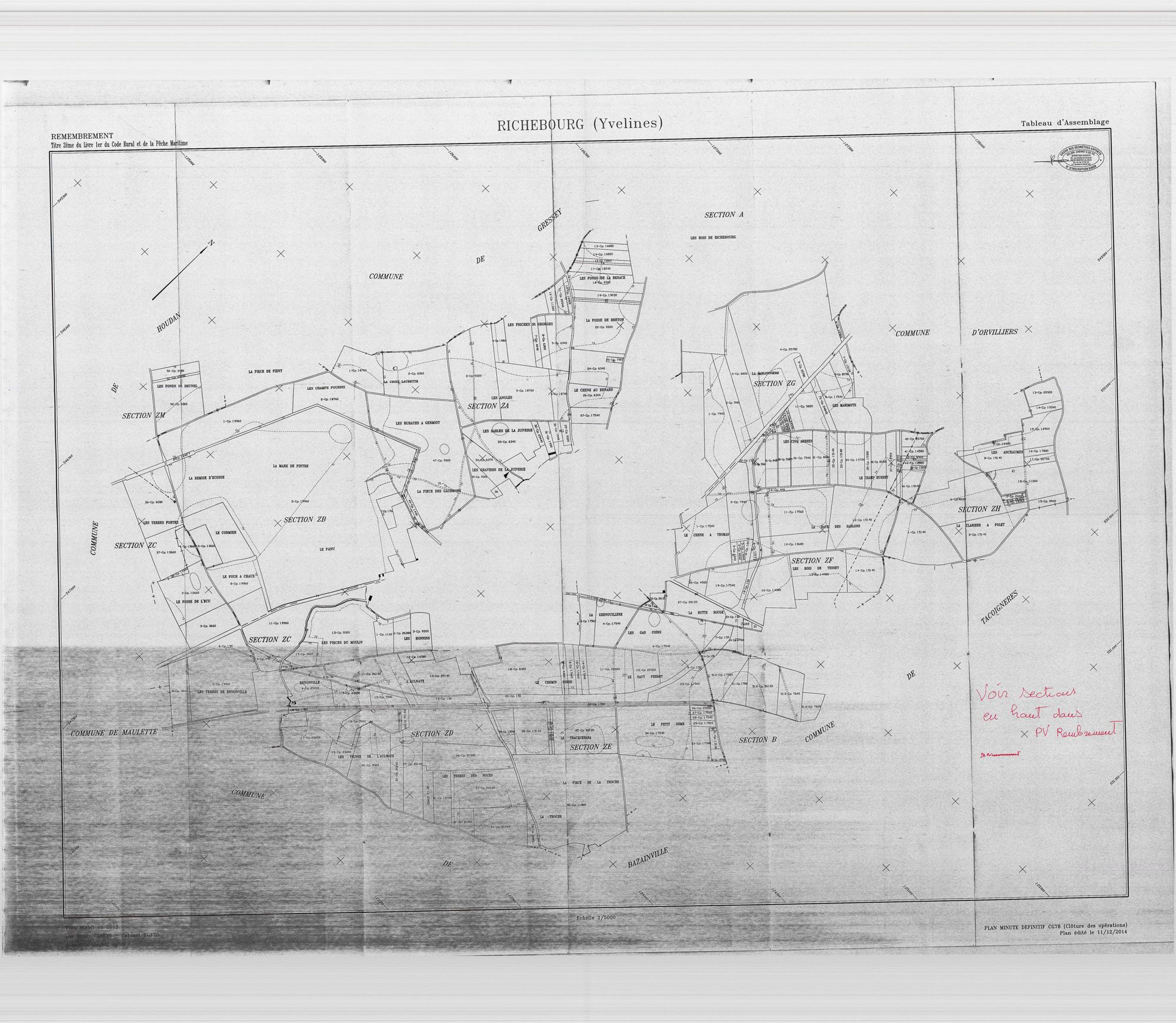 Richebourg - Plans du cadastre remembré
