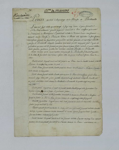 Rochefort-en-Yvelines - Procès-verbal d'arpentage du territoire de la paroisse de Porcheville
