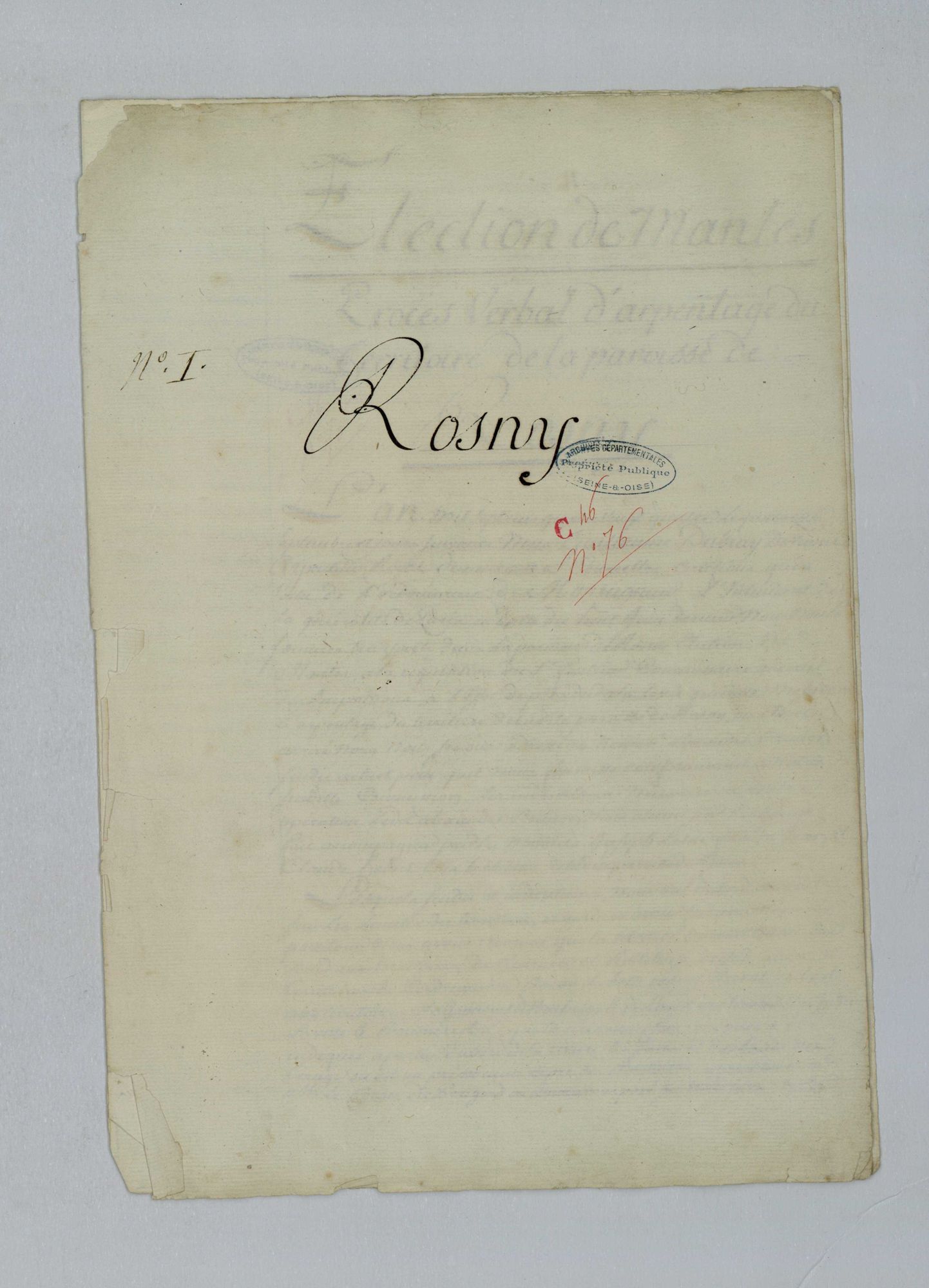 Rosny-sur-Seine - Procès-verbal d'arpentage du territoire de la paroisse de Rosny-sur-Seine