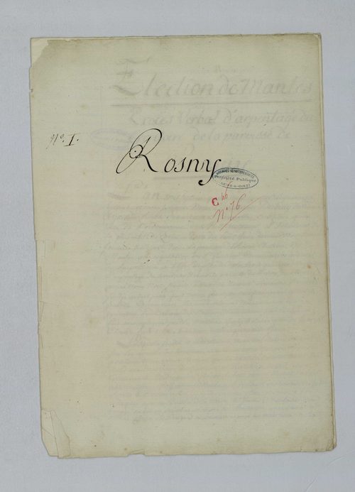 Rosny-sur-Seine - Procès-verbal d'arpentage du territoire de la paroisse de Rosny-sur-Seine