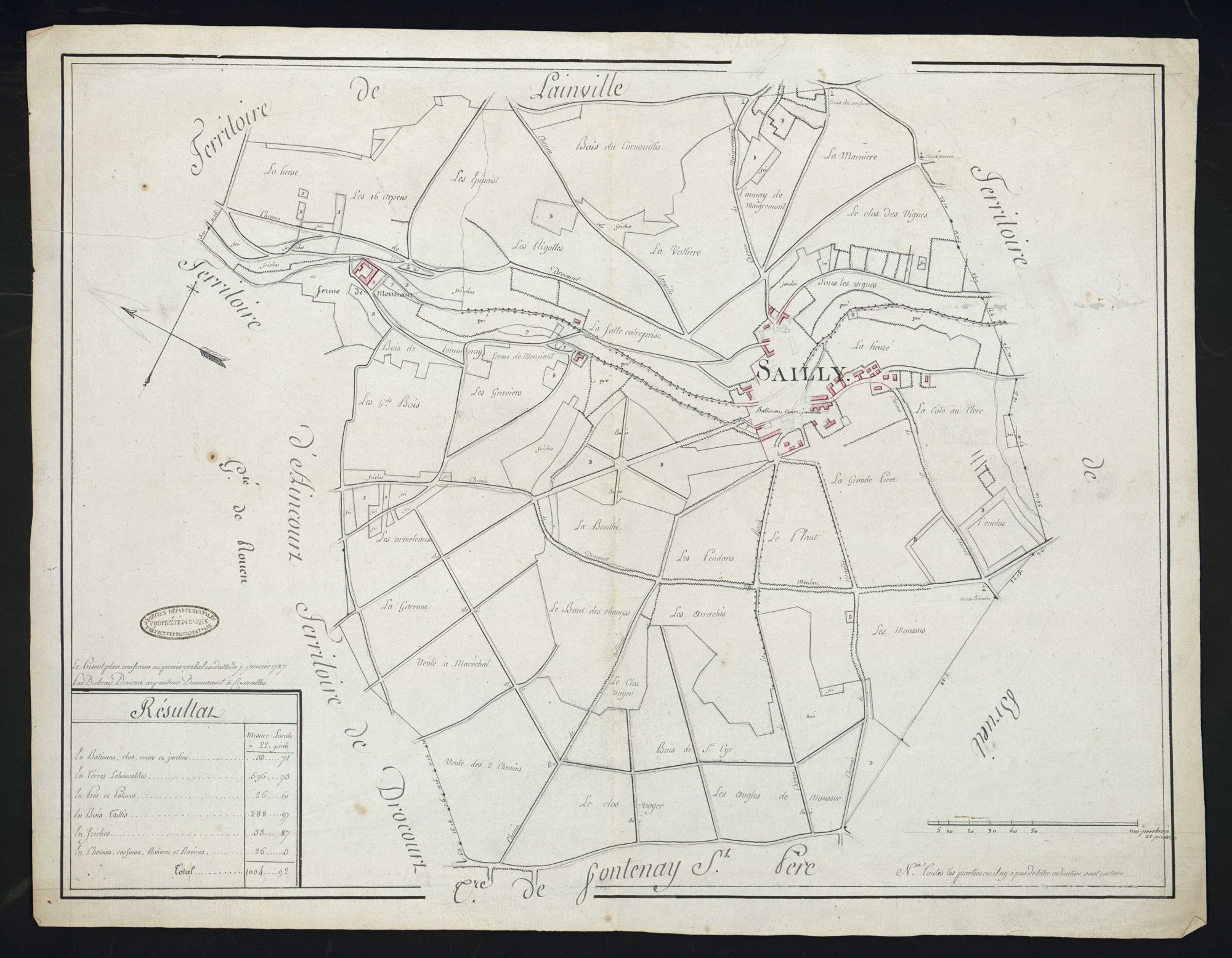 Sailly - Plan d'intendance de la paroisse de Sailly