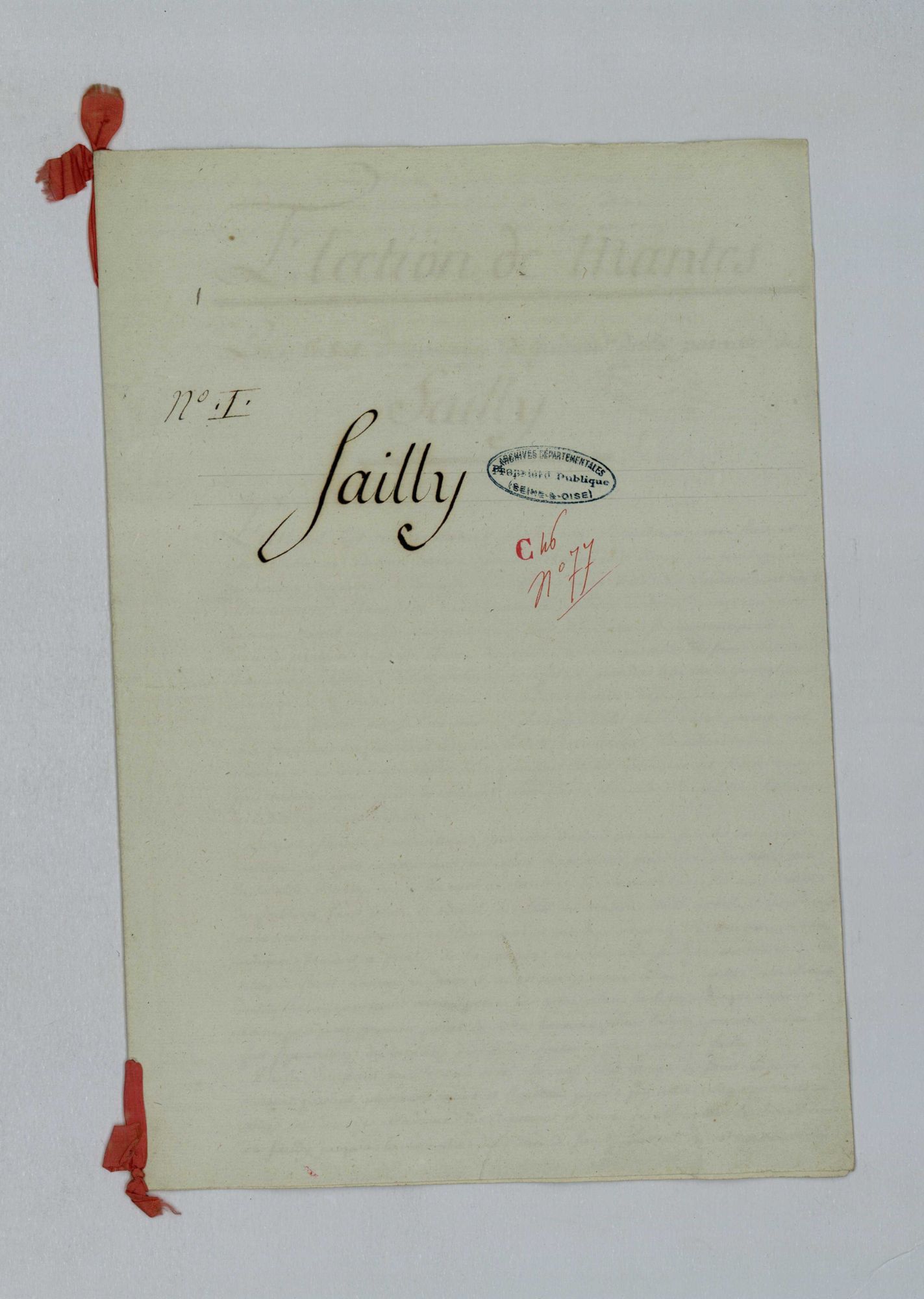 Sailly - Procès-verbal d'arpentage du territoire de la paroisse de Sailly