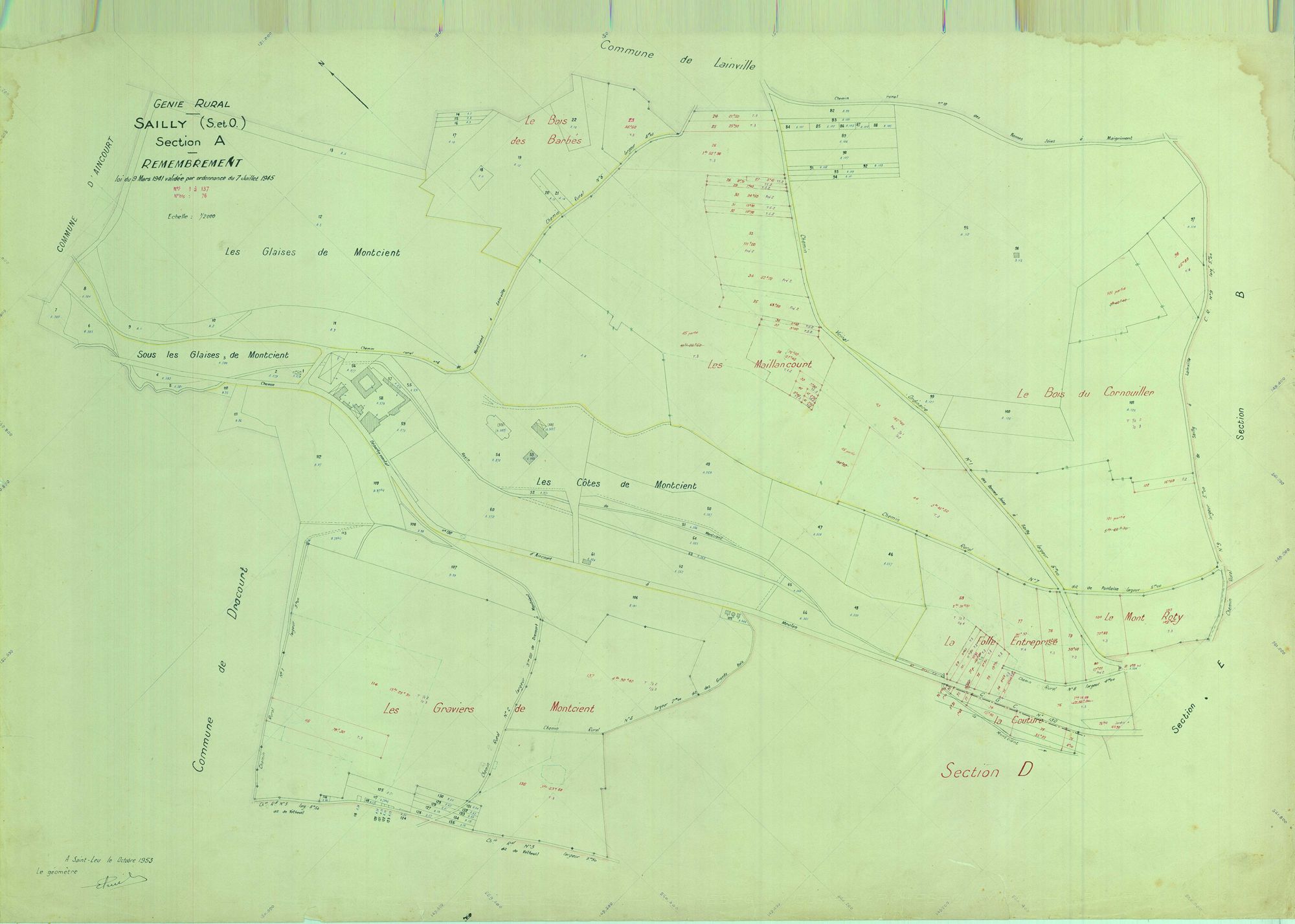Sailly - Plans du cadastre remembré