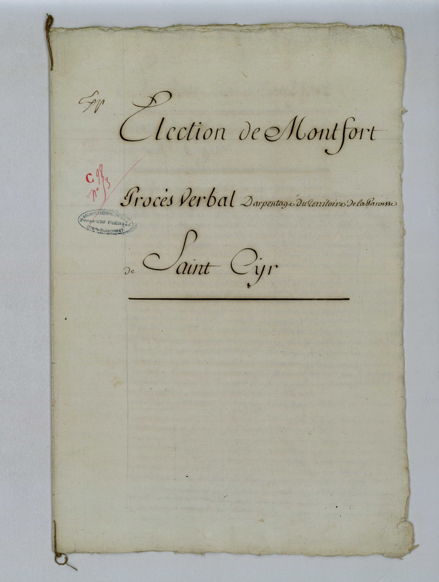 Saint-Cyr-l'École - Procès-verbal d'arpentage du territoire de la paroisse de Saint-Cyr-l'Ecole