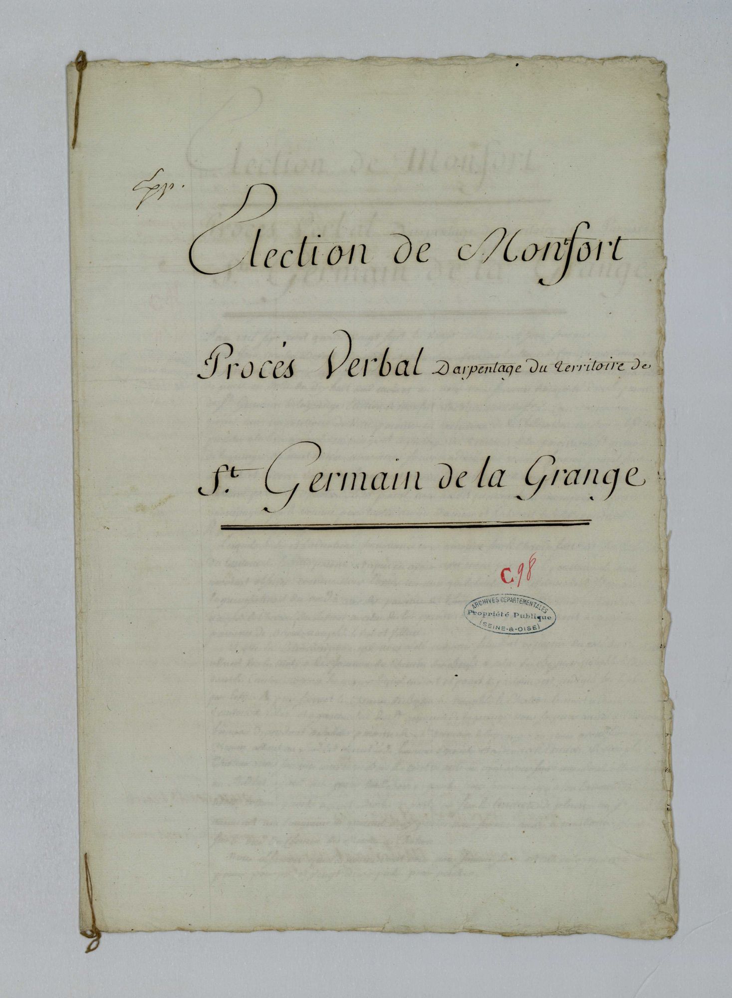 Saint-Germain-de-la-Grange - Procès-verbal d'arpentage du territoire de la paroisse de Saint-Germain-de-la-Grange