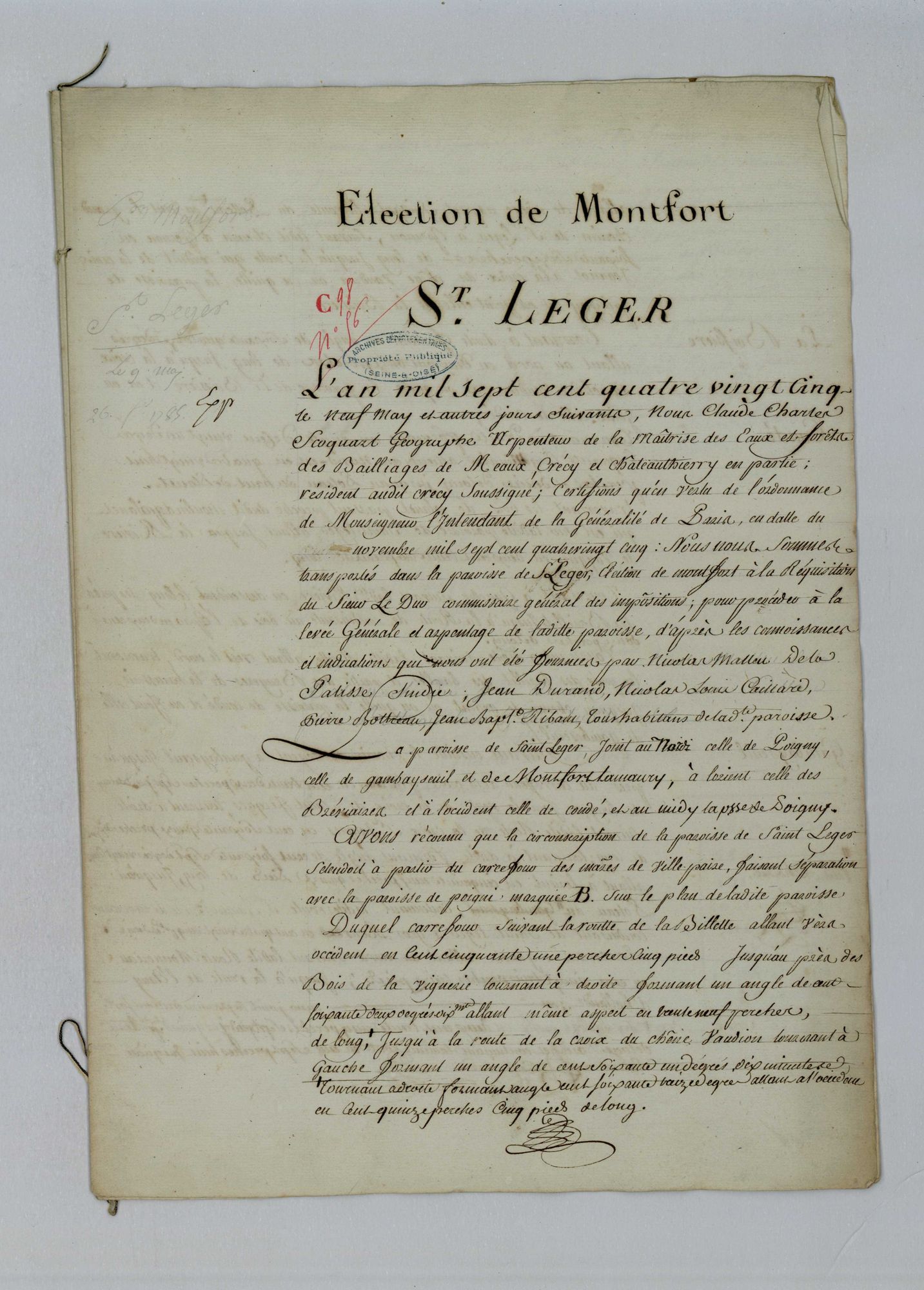 Saint-Léger-en-Yvelines - Procès-verbal d'arpentage du territoire de la paroisse de Saint-Léger-en-Yvelines