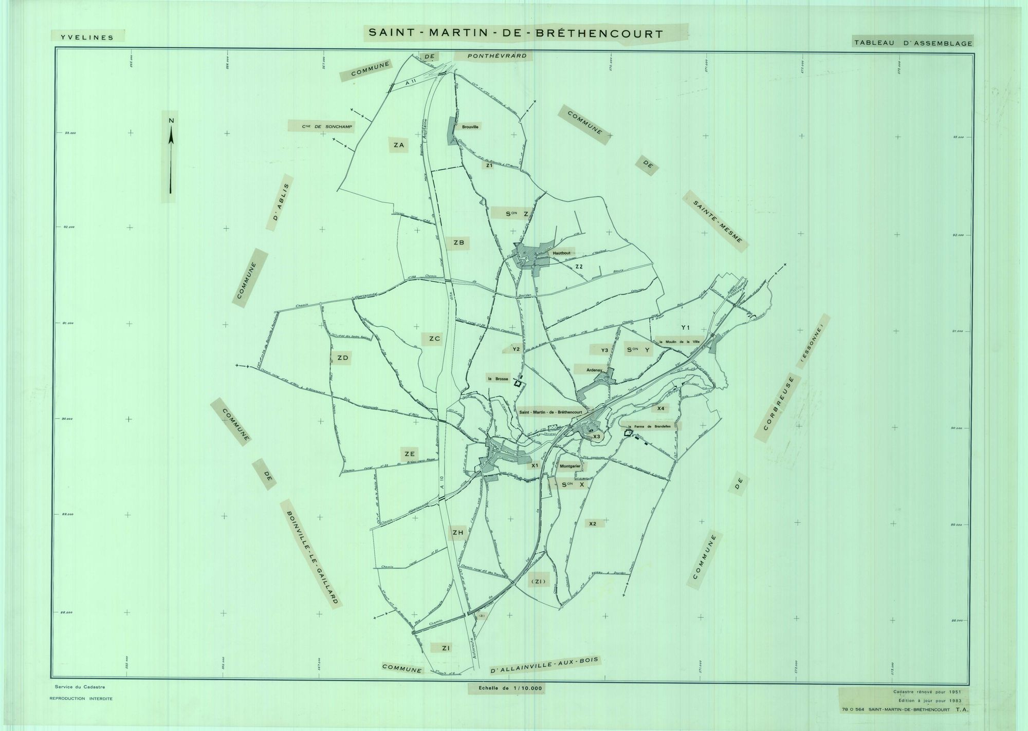 Saint-Martin-de-Bréthencourt - Plans du cadastre remembré