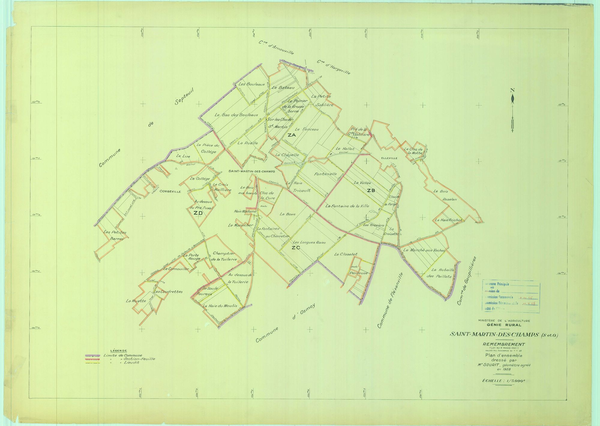 Saint-Martin-des-Champs - Plans du cadastre remembré