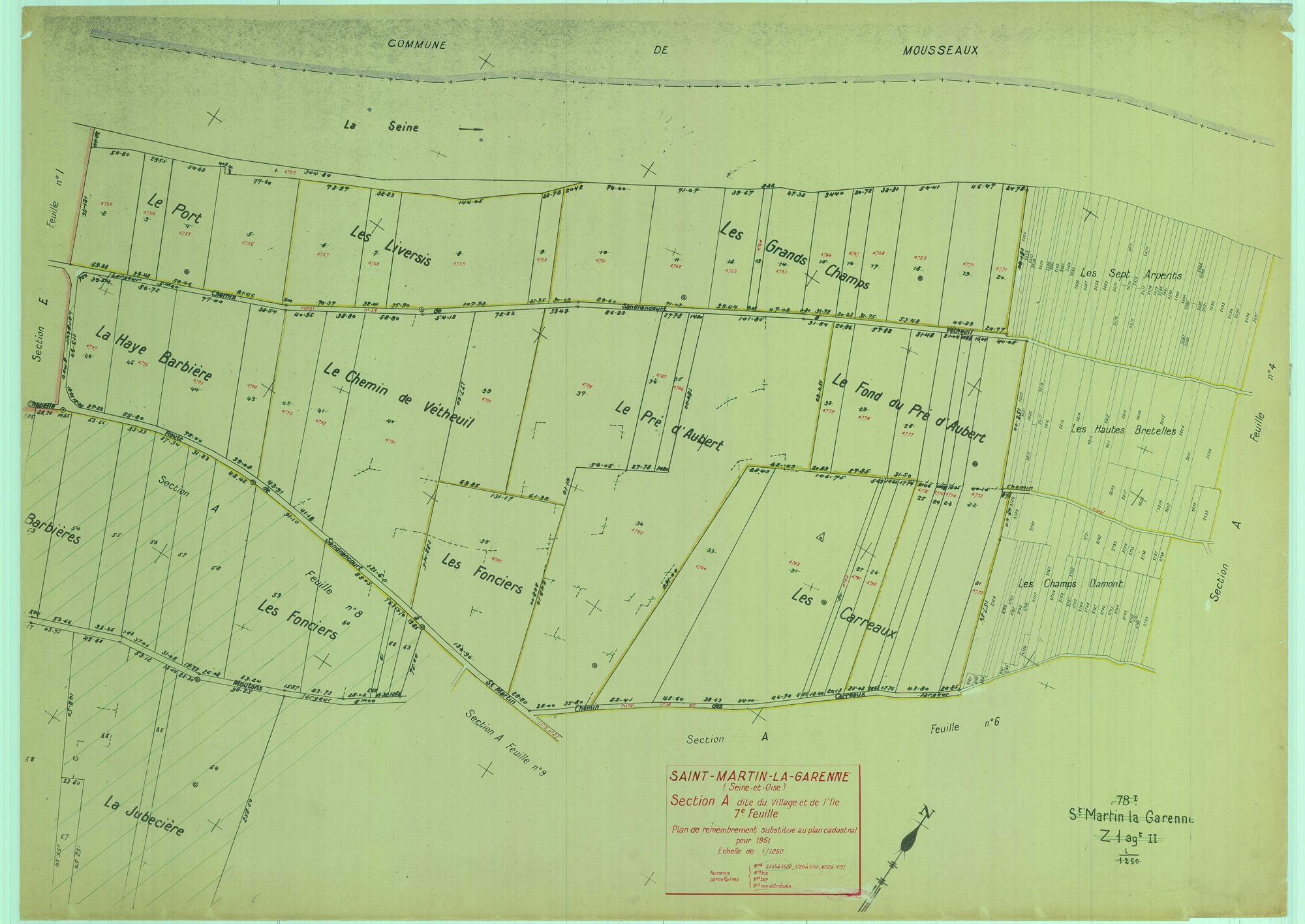 Saint-Martin-la-Garenne - Plans du cadastre remembré
