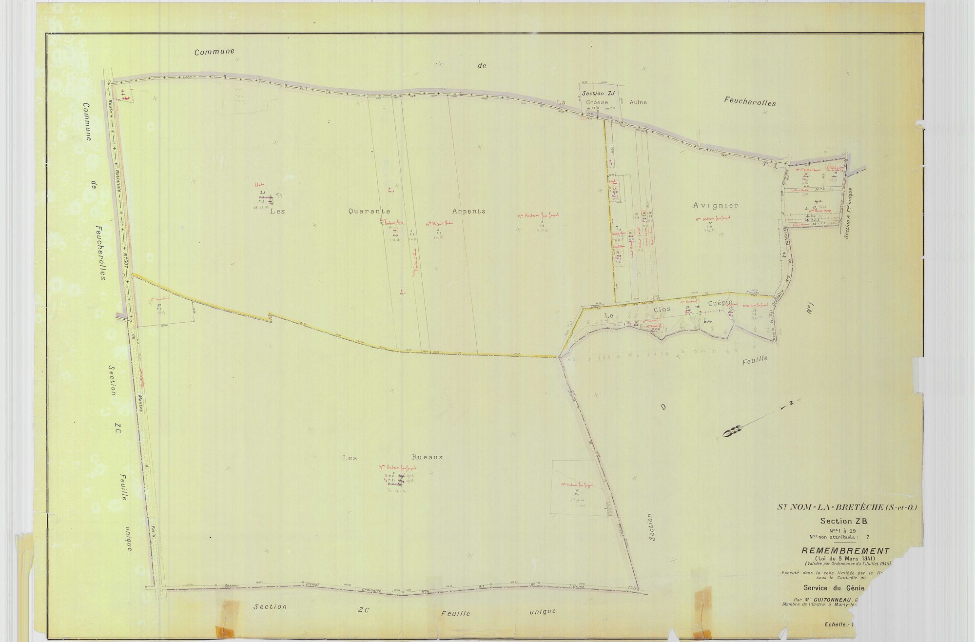 Saint-Nom-la-Bretèche - Plans du cadastre remembré