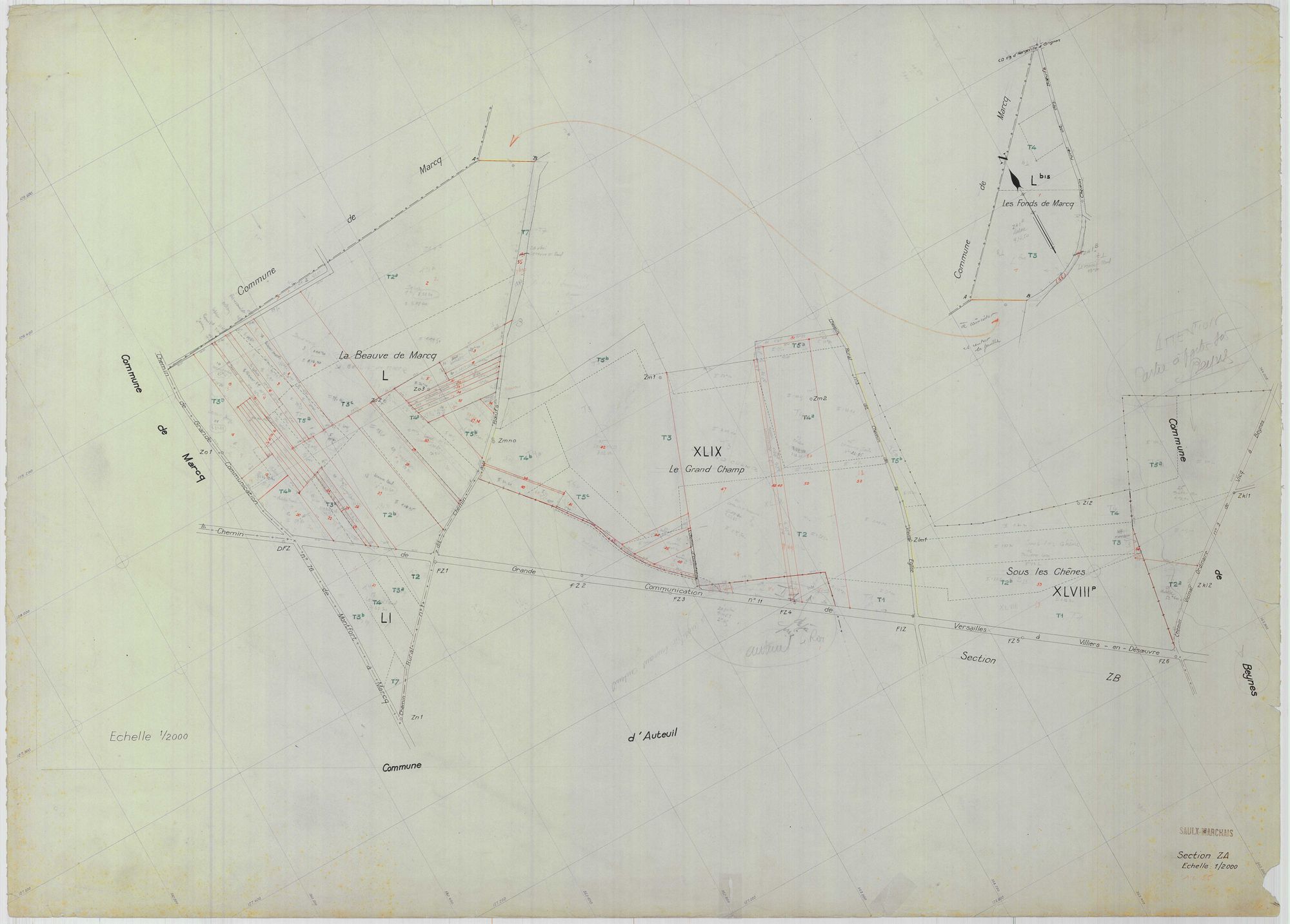 Saulx-Marchais - Plans du cadastre remembré