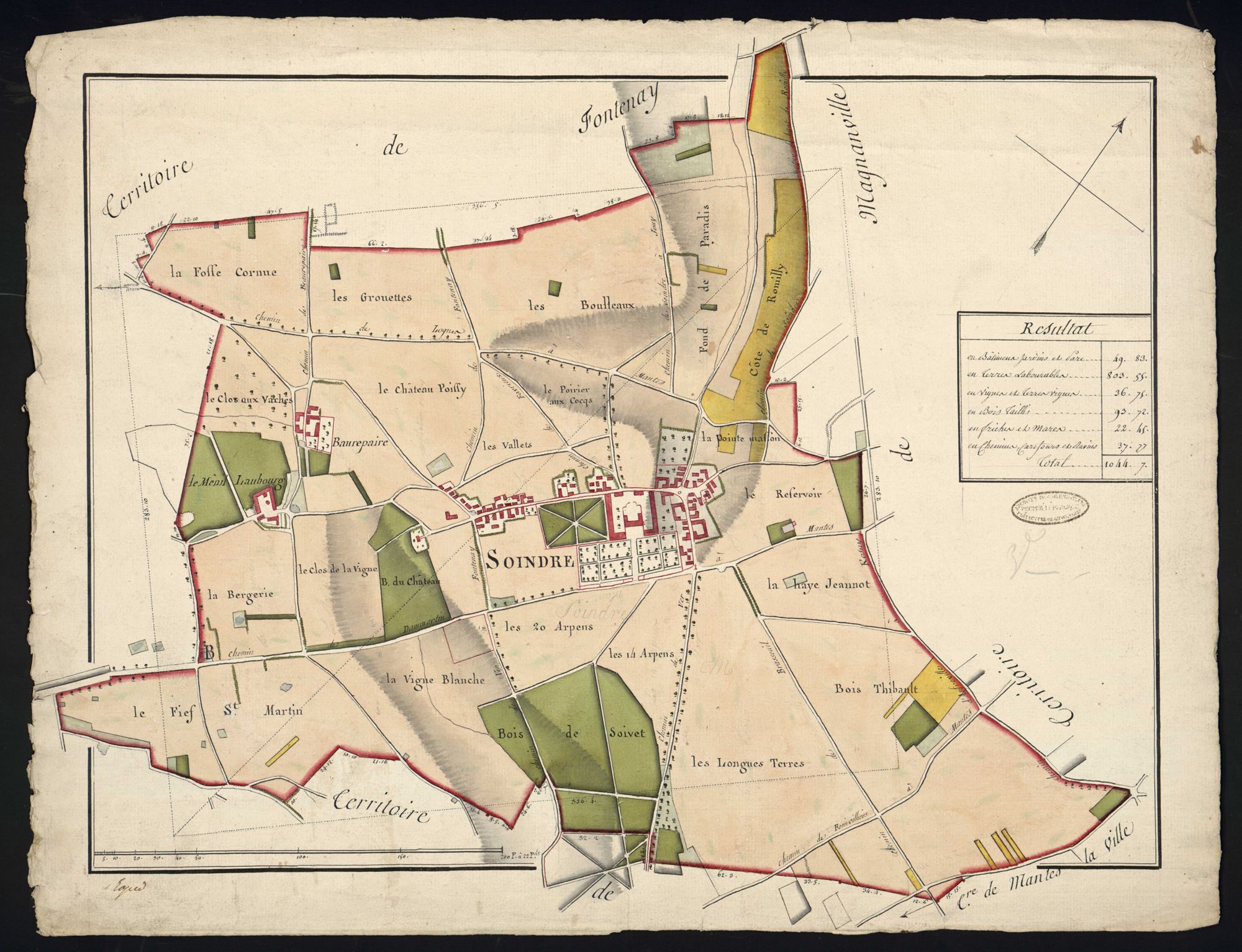 Soindres - Plan d'intendance de la paroisse de Soindres