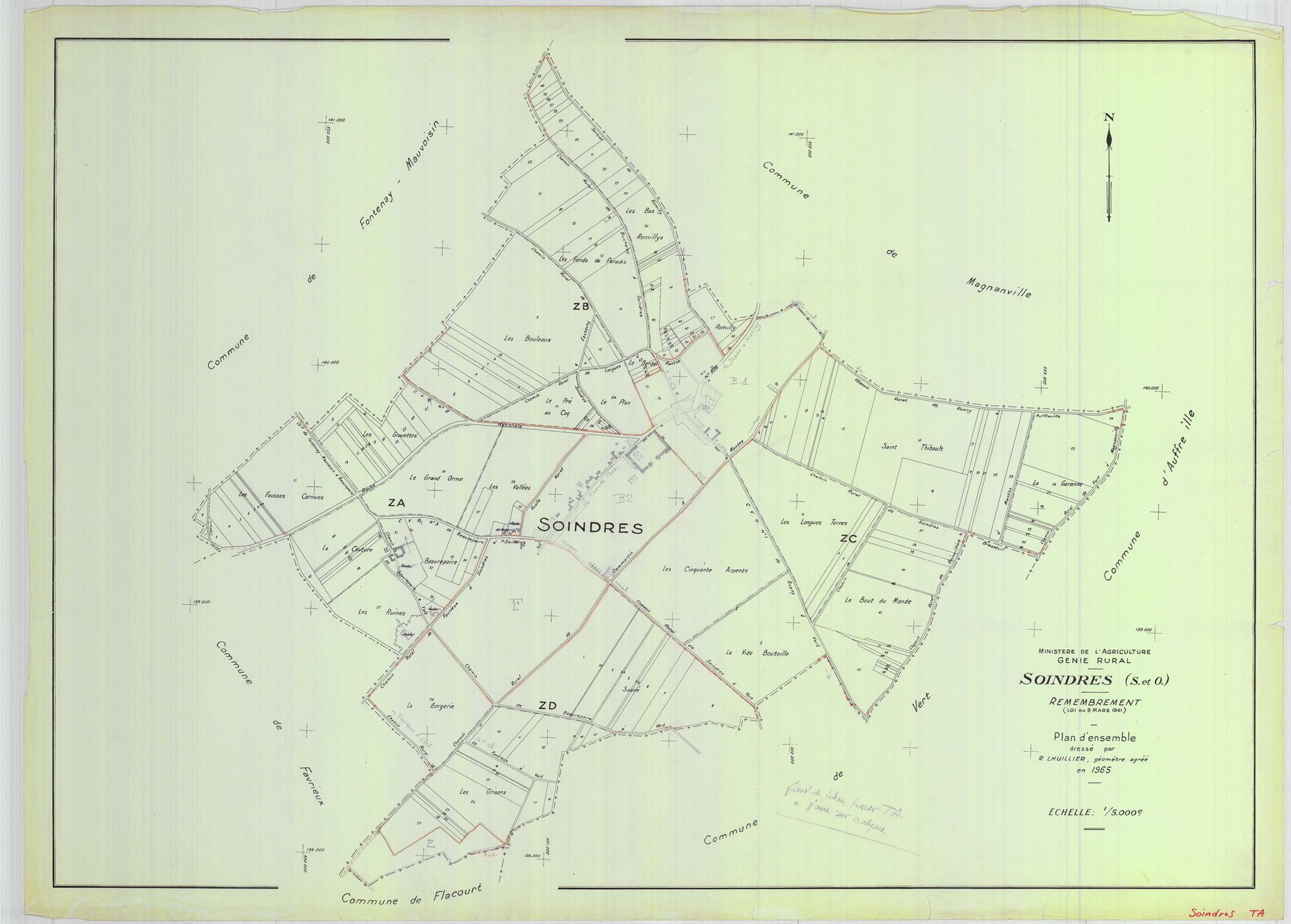 Soindres - Plans du cadastre remembré